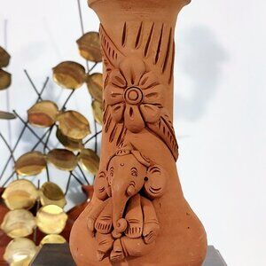 Ganesha Hindu Buddhist Elephant Deity Handmade Terracotta Vase